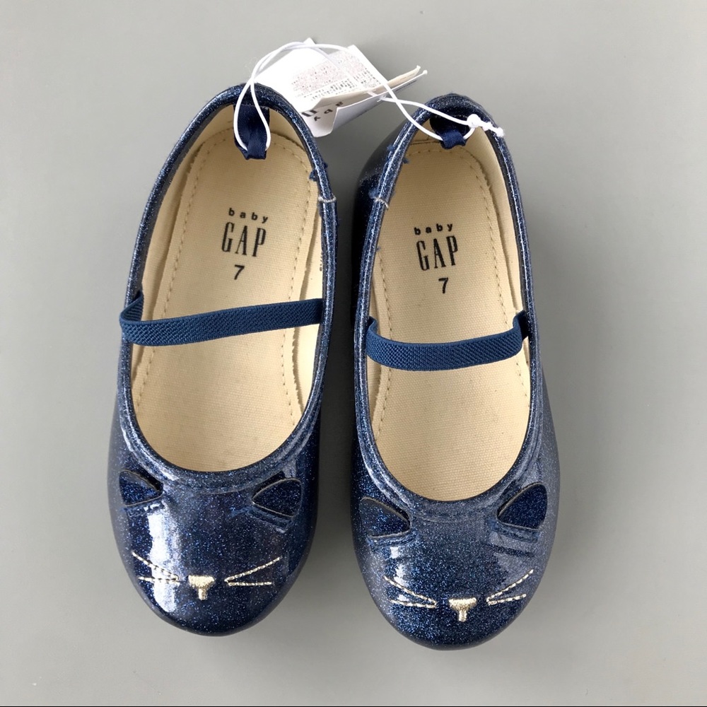 NWT Baby Gap Blue Sparkly Kitty Cat Shoes - Picture 4 of 8